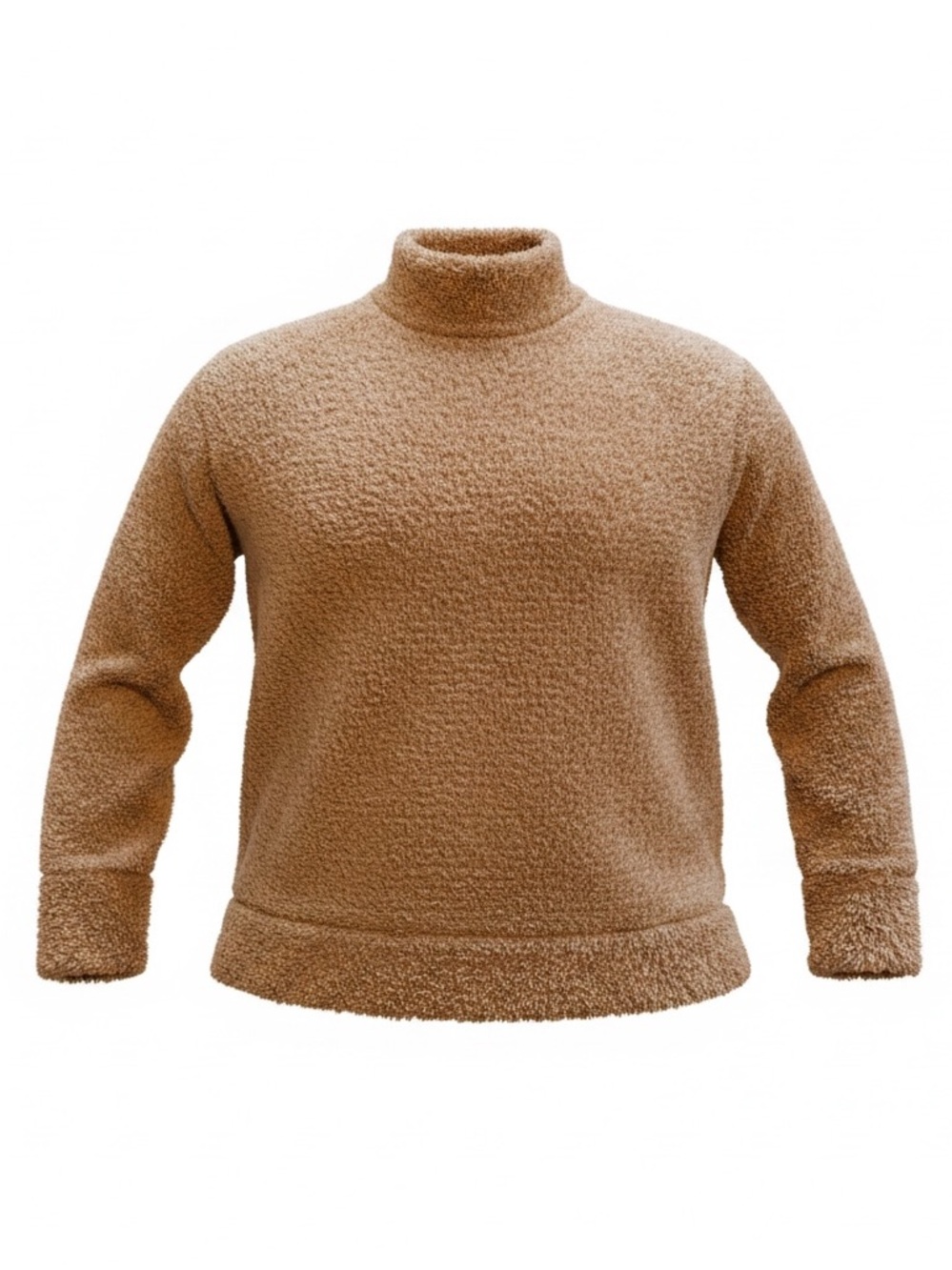 Women’s Tan Sherpa Turtleneck Sweater